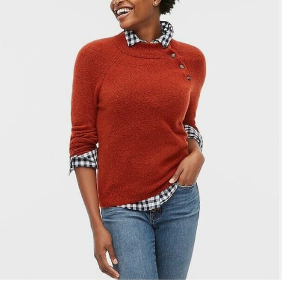 NWT J. Crew Vintage Burgundy Button Sweater in Extra Soft Yarn - Picture 2 of 9